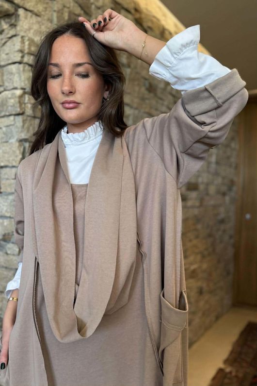 Sola Smart Tech Cowl Cocoon Dress Mocha